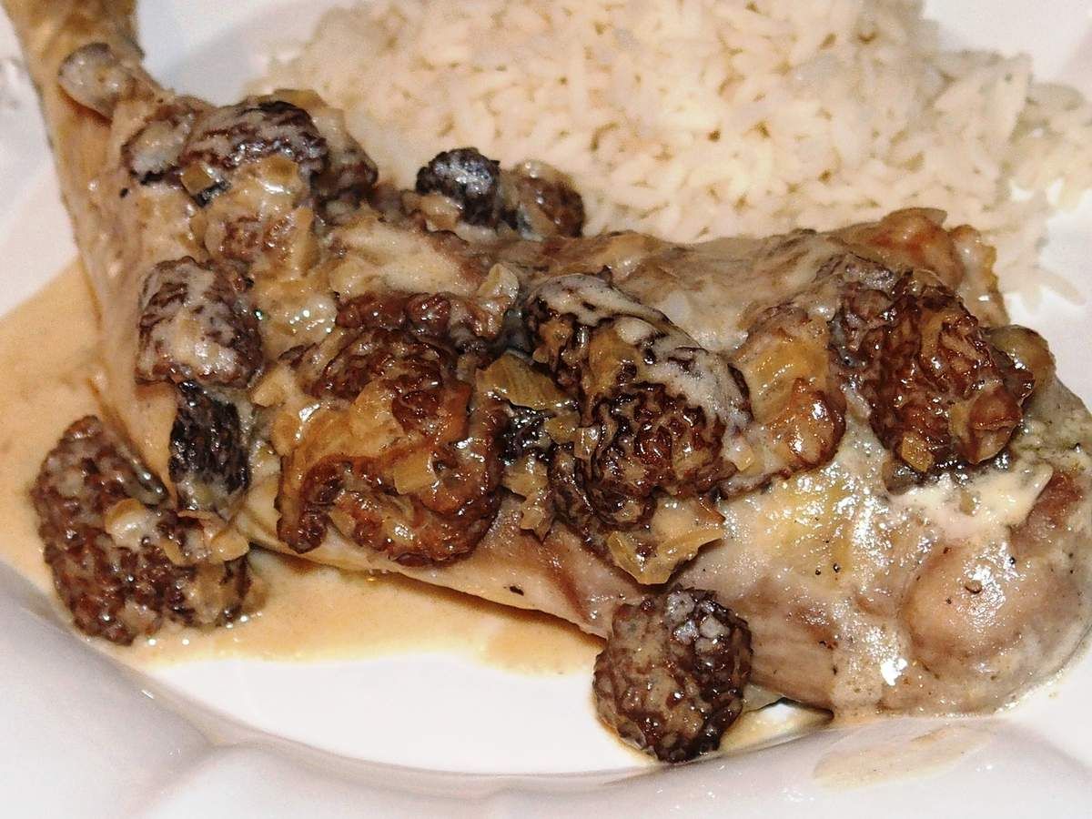 Poulet au vin jaune et morilles