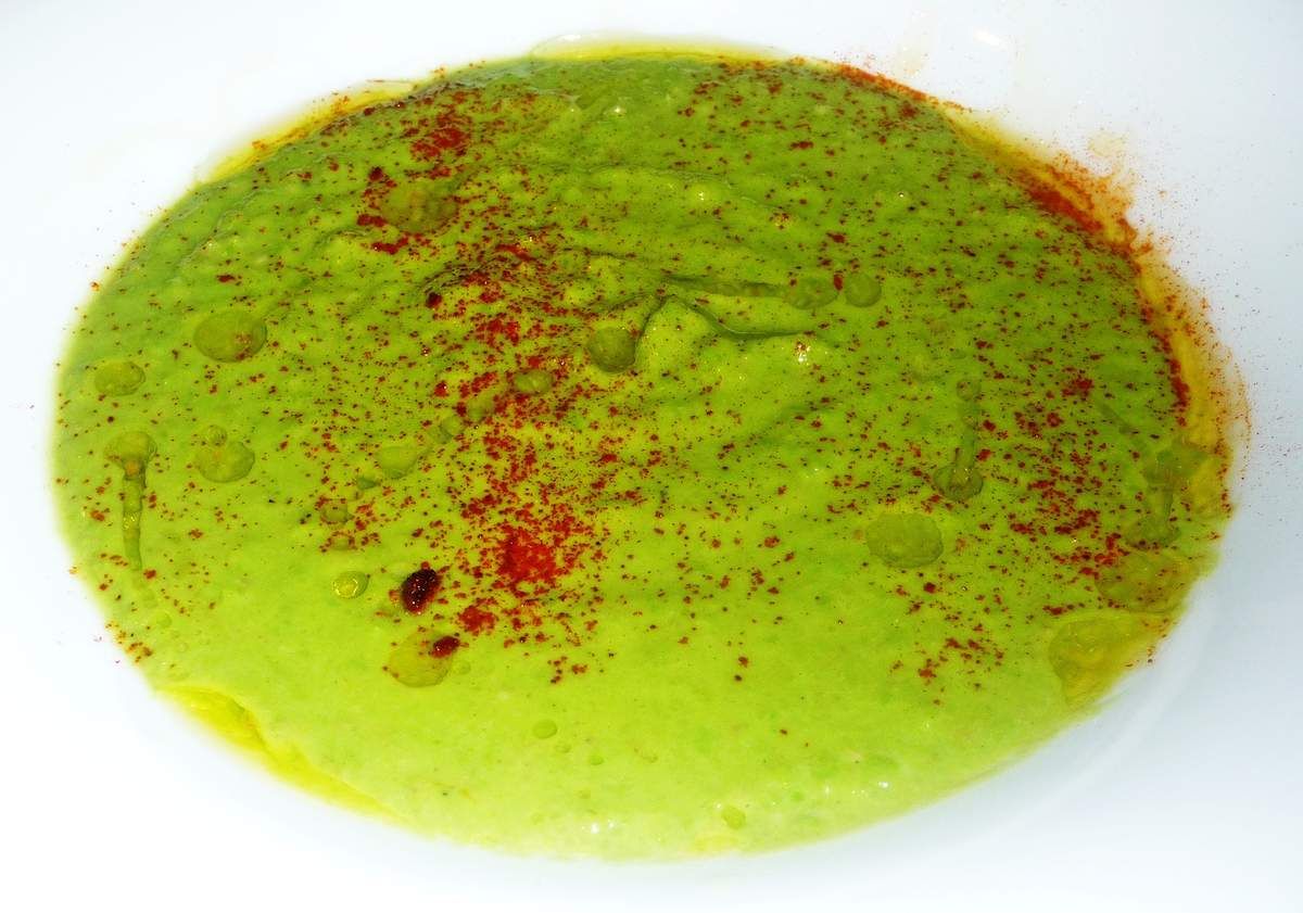 Crème aux petits pois et lardons