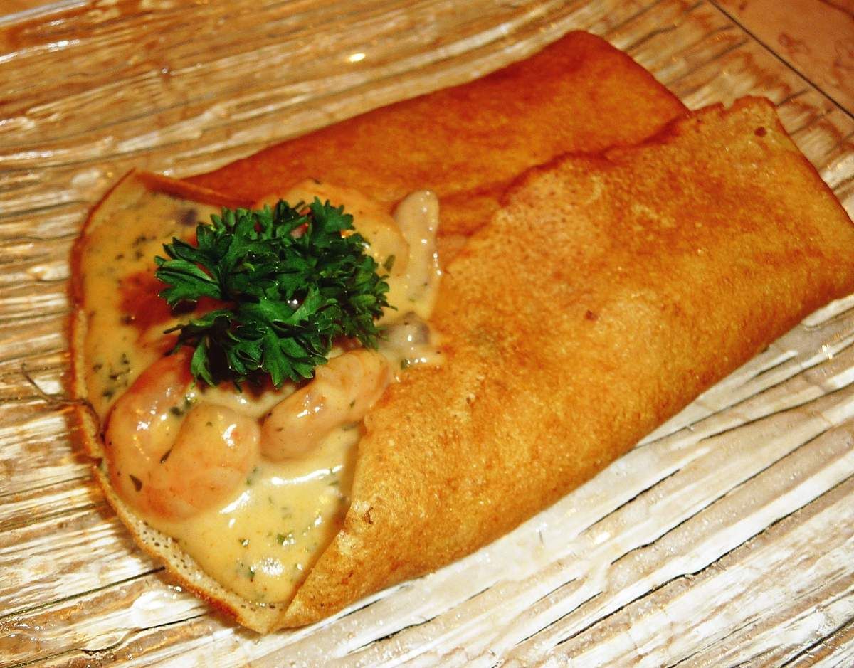 Crêpes – garniture extra sauce crevettes et champignons