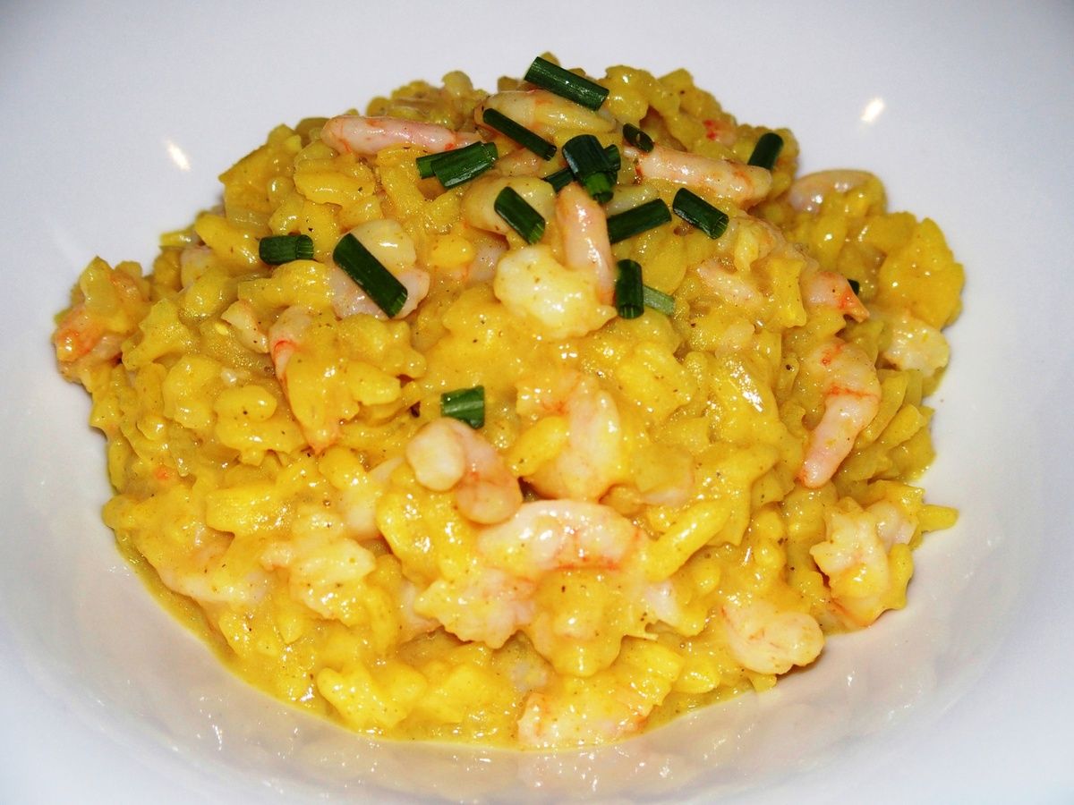Risotto de petites crevettes au curry